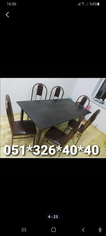 metbex stol stul: Для кухни, Для гостиной, Новый, Раскладной, Прямоугольный стол, 6 стульев, Азербайджан