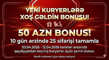 qablaşdırıcı 2026: Sürücü-kuryer tələb olunur, Şəxsi nəqliyyat vasitəsi ilə, Gündəlik ödəniş, Təcrübəsiz — 1