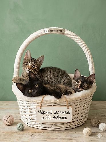 котёнок токмок: Кошка даром: Беспородная, 4 месяца, Мальчик, Приучена к лотку — 1
