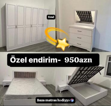 tek adamliq yataq: İkinəfərlik çarpayı, Dolab, Termo, 2 tumba, Azərbaycan, Yeni