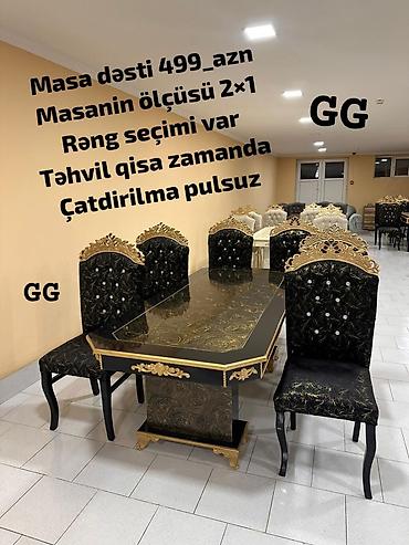 Masa dəsti – 499 AZN - Dəbdəbəli klassik dizayn: qara-qızılı detallı lalafo.az -da Masa dəsti – 499 AZN - Dəbdəbəli klassik dizayn: qara-qızılı detallı
