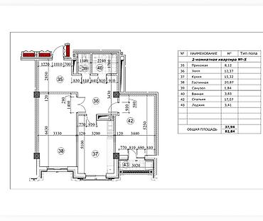 2х к квартира: 2 комнаты, 82 м², Элитка, 2 этаж, ПСО (под самоотделку) — 3