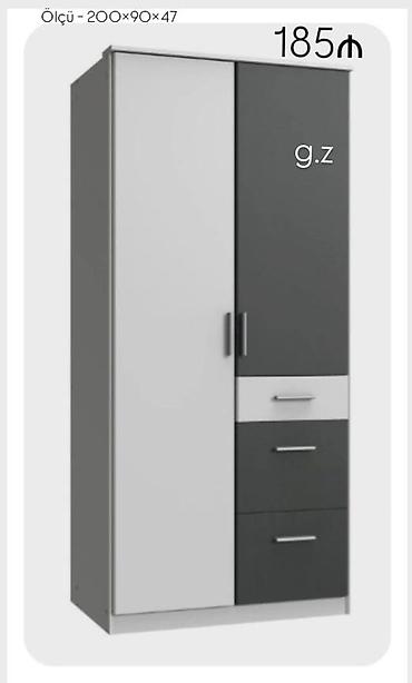 giris dolabi: İki qapılı, çekmecəli paltar şkafı - Ölçü: 200 × 90 × 47 sm (şəkildə — 1