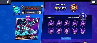 çoxlu oyun: Brawl Stars oyun hesabı - Kupa sayı: 53,970 - Karakterlər: 100/101 — 1