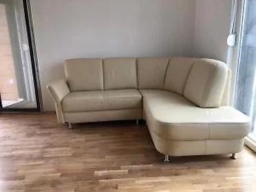 Ugaone garniture: Ugaona garnitura od prave kože – bež/ekru boja - Moderan L-oblik sa — 9