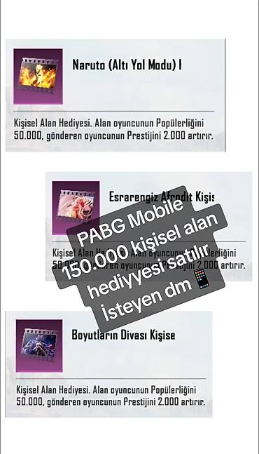 набор инструментов: PUBG Mobile üçün “Şəxsi Alan Hədiyyələri” paketi Tərkibində — 1