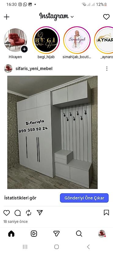 Dəhliz üçün funksional dolab-komplekt - Minimalist dizaynlı, açıq