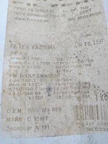 bmw e90 osiguraci shema: NOVO FILTER VAZDUHA SEAT VOLKSWAGEN POLO LUPO | Nekorisceno — 1