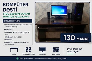 apple notebook qiymetleri: Kompyuter dəsti – stol, səsucaldanlar, monitor, sistem bloku (qida — 1