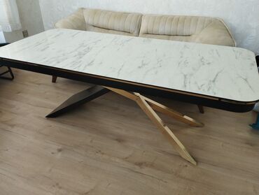 metbex masa: Гостиный стол, Б/у, Нераскладной, Мрамор, Прямоугольный стол