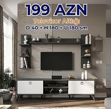 Televizor altlığı və divar rəfləri dəsti Ölçülər: - Dərinlik: 40 sm -