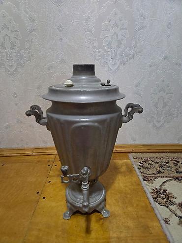 Kömür/sobada yandırılan klassik metal samovar - Material: qalın metal