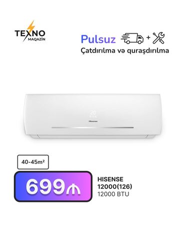 Kondisionerlər: Kondisioner Hisense, 40-45 kv. m, Split sistem, Kredit yoxdur, Pulsuz quraşdırılma