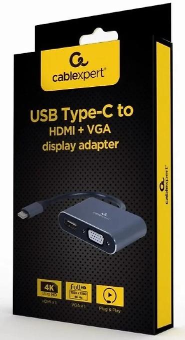 Druga oprema za računare i laptopove: USB‑C na HDMI + VGA adapter – Cablexpert - Ulaz: USB Type‑C — 2