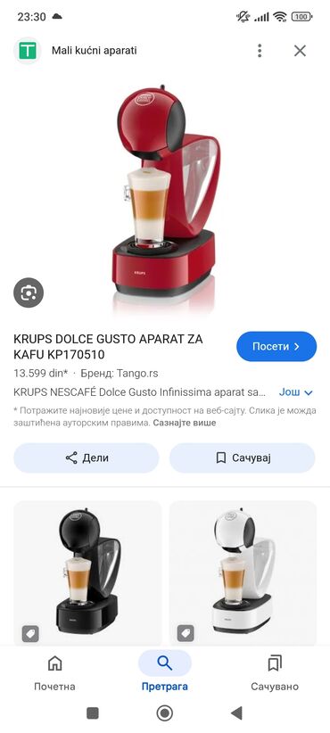 Aparati za kafu: Dolce gusto krups ostao samo taj crveni odlicno stanje ociscen od