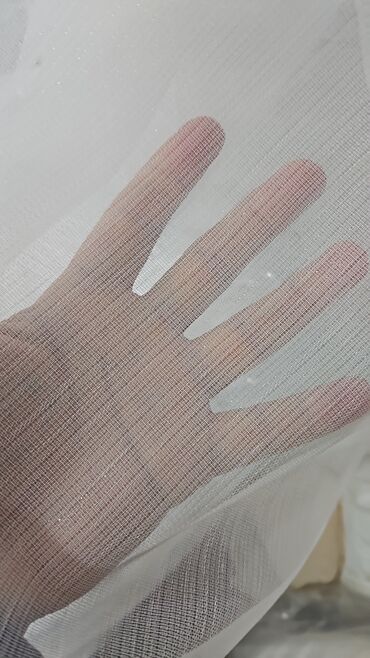 Pərdə və tüllər: Ağ rəngli tül pərdə parçası - Material: nazik, yüngül, şəffaf tül — 6