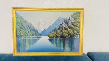 верхний одежда: Картина «Горное озеро» - Жанр: пейзаж - Техника:, судя по фактуре и