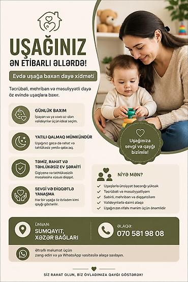 sumqayitda daye: Evdə Uşağa Baxan Dayə Xidməti – Sumqayıt Təcrübəli və məsuliyyətli — 1