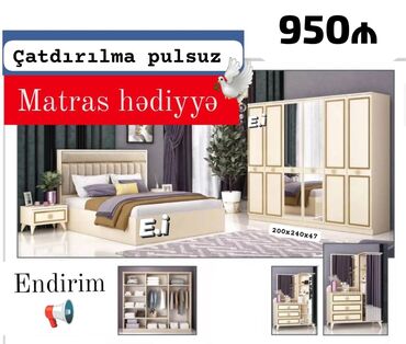 Stullar: Yataq desti yeni dolab yeni qarderob paltar dolabı güzgülü iki