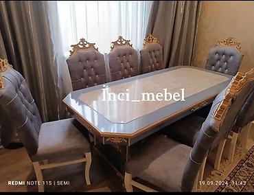 mdf panel: Qonaq otağı üçün, Yeni, Açılmayan, Dördbucaq masa, 6 stul — 4
