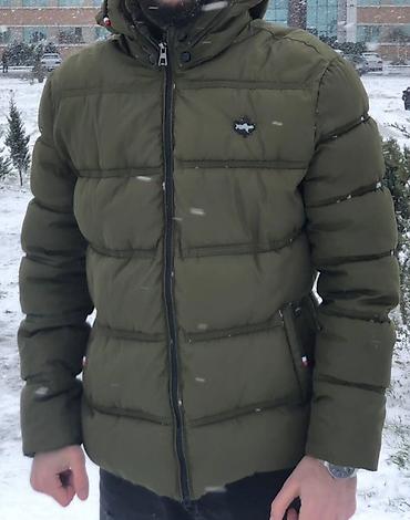 north face az: Kişi üçün qışlıq şişmə gödəkçə – khaki/yaşıl rəngdə. - Model — 1