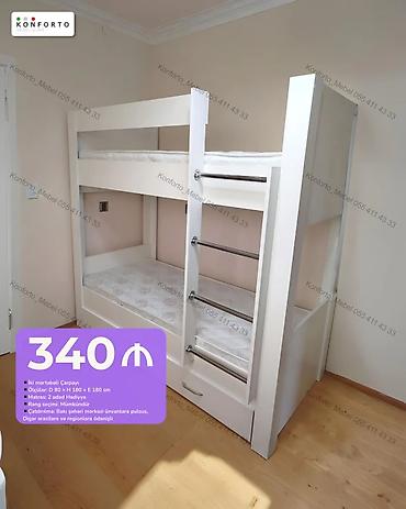 İki mərtəbəli çarpayı - Ölçü: D 80 × H 180 × E 180 sm - Matras: 2