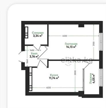 1 комната, 37 м², АЮ Гранд Элитка, 3 этаж at lalafo.kg 1 комната, 37 м², АЮ Гранд Элитка, 3 этаж