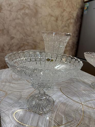 xrustal güldan: Bohemia kristal desert/gülqabı dəsti – Material: orijinal Çexiya — 2