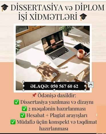 Başqa xidmətlər: 🎓 Elmi və akademik işlərin hazırlanması xidməti Dissertasiya | Məqalə lalafo.az -da Başqa xidmətlər: 🎓 Elmi və akademik işlərin hazırlanması xidməti Dissertasiya | Məqalə