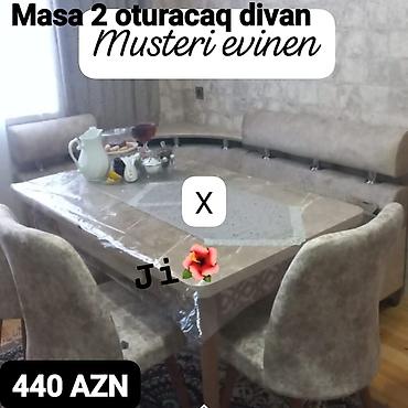 divan desti: Mətbəx/qonaq otağı üçün yemək dəsti Komplekt: - Geniş düzbucaqlı masa — 1