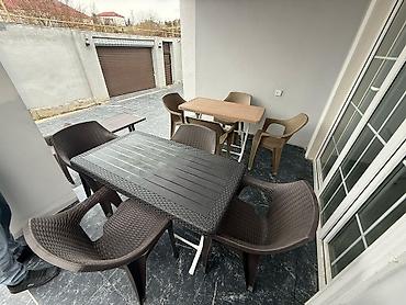 Bağ, çöl masa və oturacaq dəstləri: Yeni, Dördbucaq masa, 6 stul, Açılan, Skameykalar ilə, Plastik, Türkiyə — 7