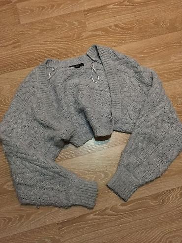 boler: Boz rəngli qısa kardiqan (cropped bolero-stil) - Yumşaq trikotaj — 1