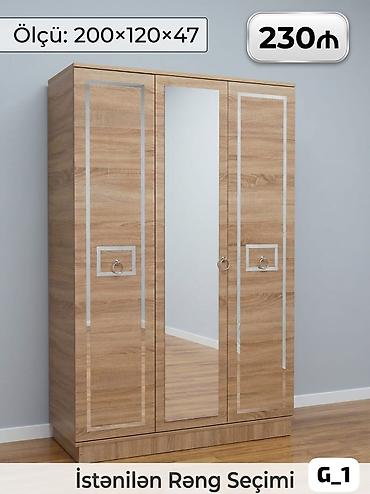 Мебель для дома: Üç qapılı güzgülü dolab - Ölçü: 200 × 120 × 47 sm - Model: G_1 - Ön — 1