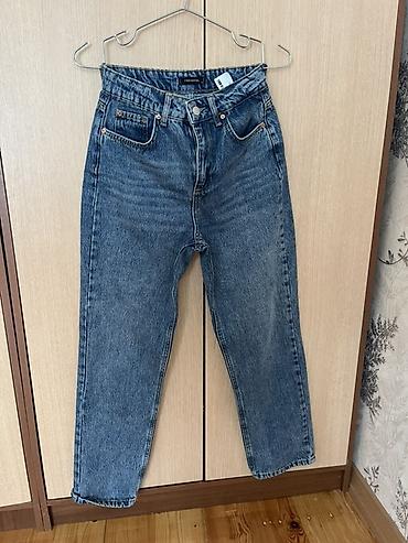 Cinslər: Yüksək belli mavi mom-fit cins şalvar -34 razmer -ölçü uyğun olmayb — 1