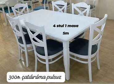 metbext mebelleri: Для кухни, Новый, Нераскладной, Прямоугольный стол, 4 стула