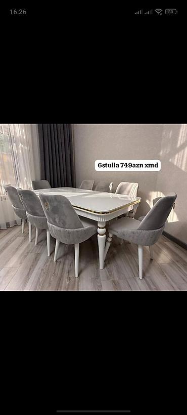 perla mebel xalqlar: Qonaq otağı üçün, Yeni, Dördbucaq masa, 6 stul — 1