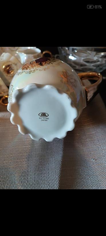Qab-qacaq və mətbəx ləvazimatları: Çay dəsti, rəng - Ağ, Farfor, Yaponiya — 1