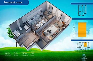 товер: 1 комната, 52 м², Нижний Джал (Джал-23) Элитка, 13 этаж, ПСО (под самоотделку) — 1