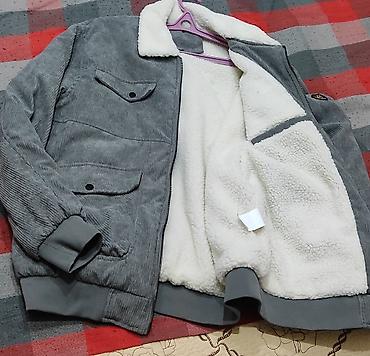 Kişi qış gödəkçəsi – boz rəng, manjetli model - Material: üst hissə