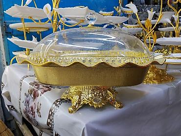 Роскошная сервировочная жаровня/блюдо с подставкой и прозрачной