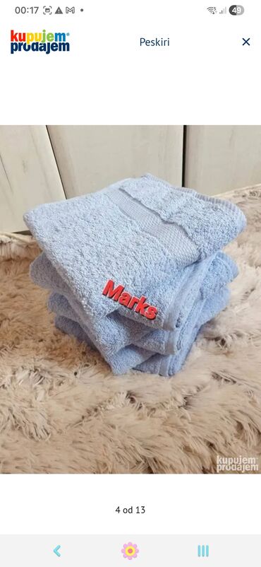 Peškiri: ??Pamucni peskiri jednobojni??Dimenzije peskira : 50x90Cena: Paket 12 — 9