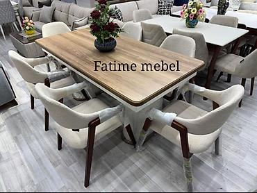 Qonaq otağı üçün, Yeni, Açılan, Dördbucaq masa, 6 stul