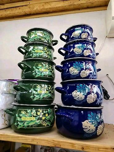 Emajlirani lonci sa floralnim motivima - Materijal: emajlirani čelik