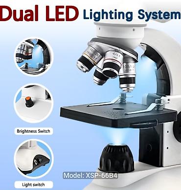 Mokroskop Ikiqat led ishiqlari İkiokulyarlı Bioloji Mikroskop Linza