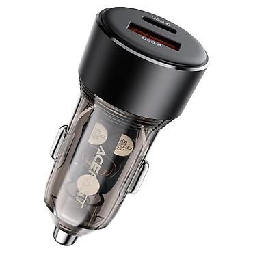 type c lightning: Авто адаптер ACEFAST B12 60W (USB‑A + USB‑C), чёрный - Два порта на — 1