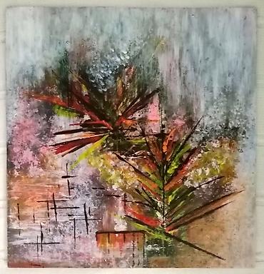 posta odzaci: Umetnička slika na lesonitu 28,5x27cm, rađena akrilnim bojama veselog — 1