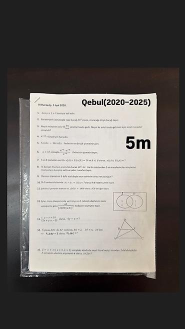 2 sinif mentiq testleri: Riyaziyyat 11-ci sinif, 2020 il — 1
