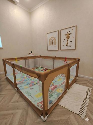 Манежи: Uşaq oyun maneji ✓ Rəng: boz, qızılı, krem, göy, qırmızı ✓ 3 ölçüsü — 2
