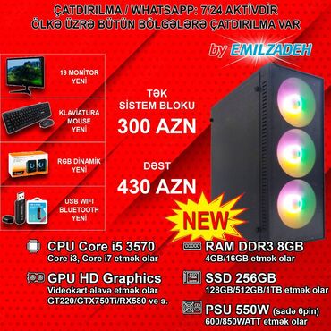 Masaüstü kompüterlər və iş stansiyaları: Sistem Bloku "Mini ATX 340-14 DDR3 1155 H61/Core i5 3570/8GB Ram/256GB