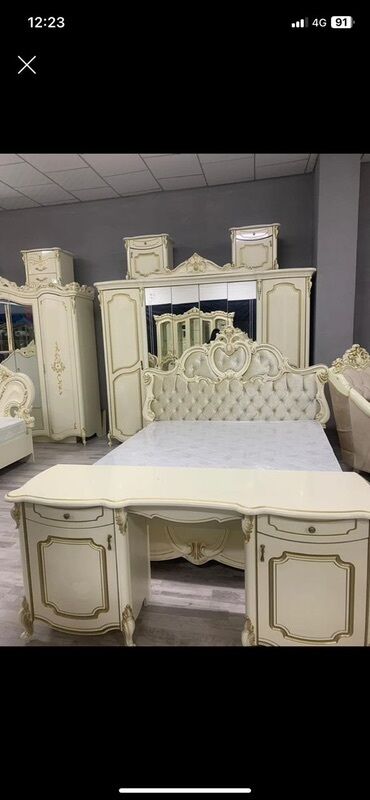 шкафы для кухни: Уктоочу бөлмө гарнитуру, Жаңы, Эки кишилик керебет, Шкаф, Комод, Белоруссия, Акысыз жеткирүү, түсү - Саргыч боз